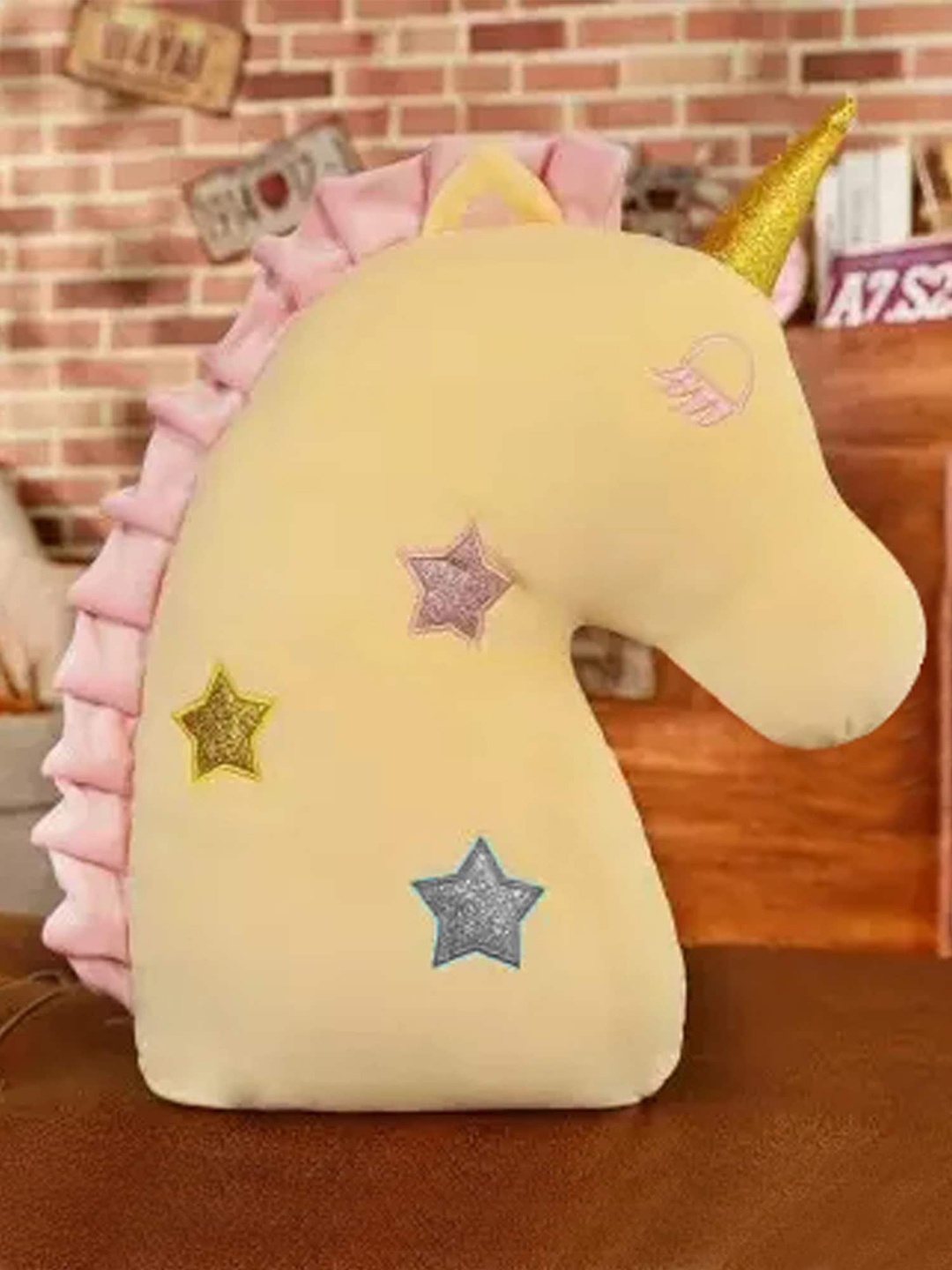 

STYBUZZ Kids Yellow & Pink Unicorn Face Cushion