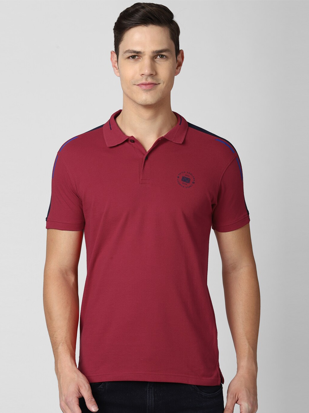 

Peter England Casuals Men Maroon Polo Collar Slim Fit T-shirt