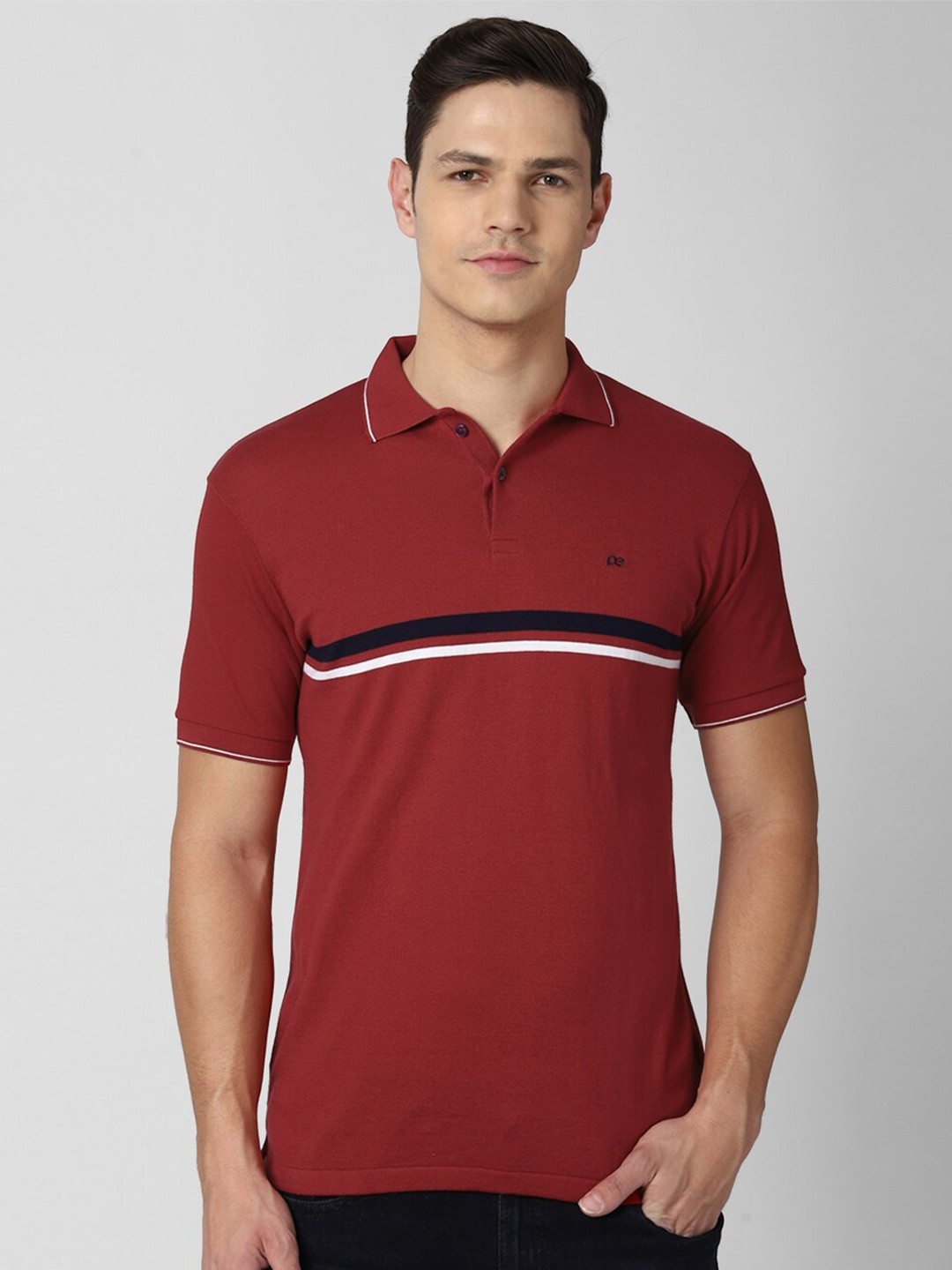 

Peter England Casuals Men Maroon Polo Collar Cotton Slim Fit T-shirt