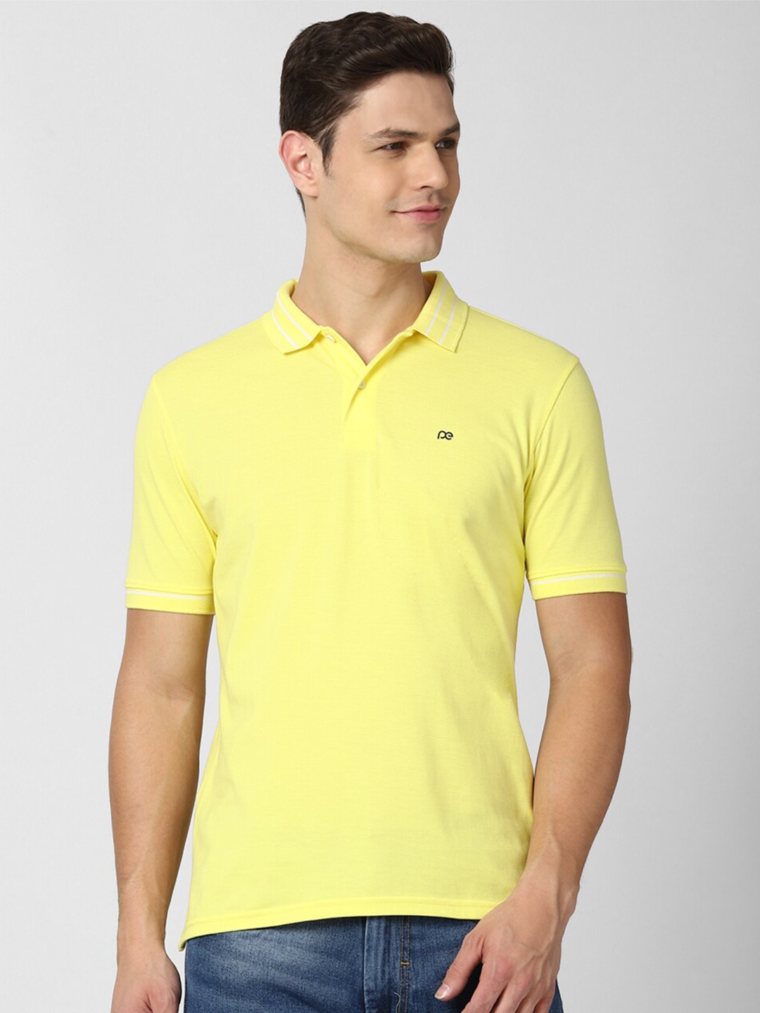 

Peter England Casuals Men Yellow Polo Collar T-shirt