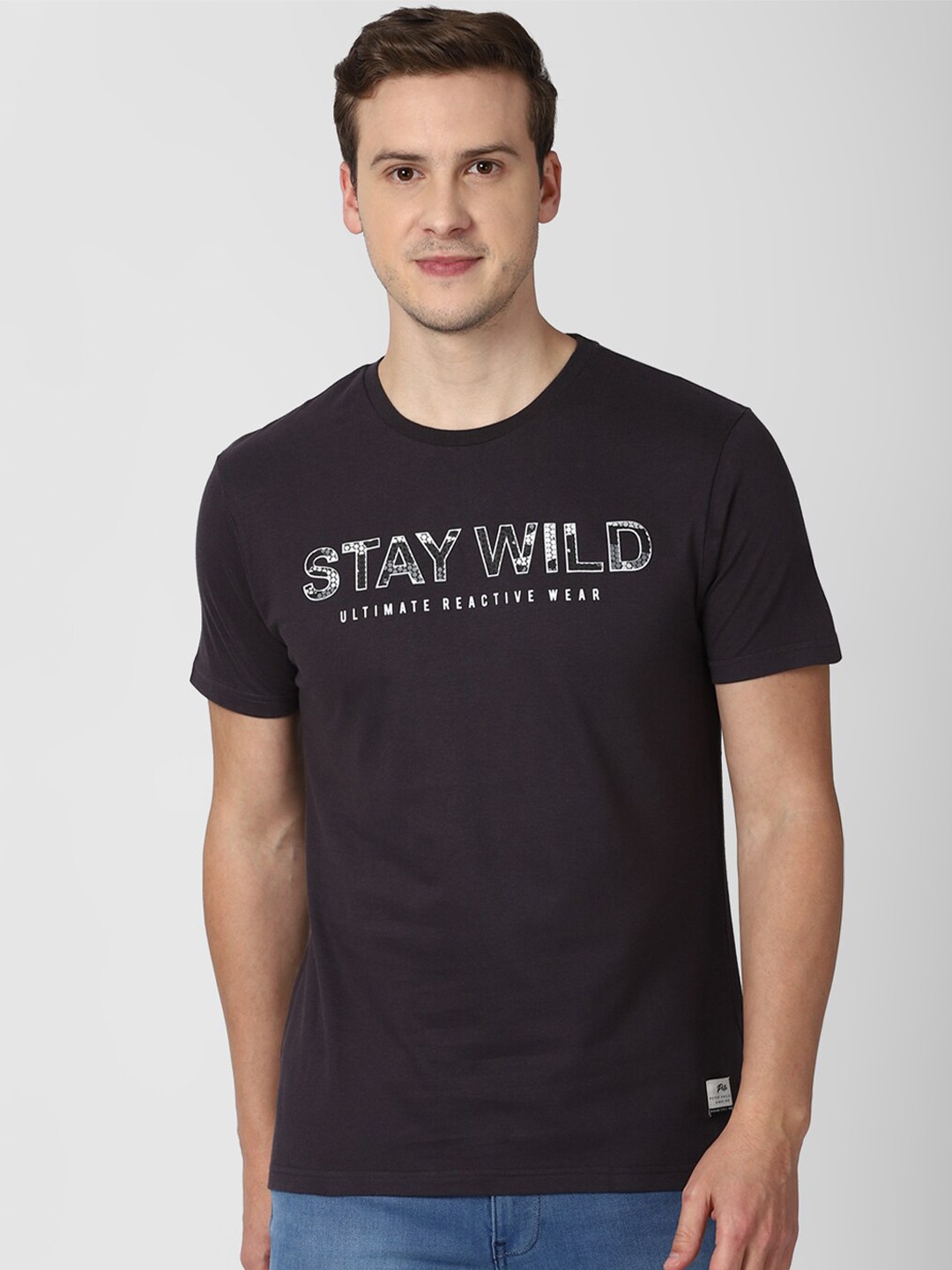 

Peter England Casuals Men Black Typography Printed Slim Fit Cotton T-shirt
