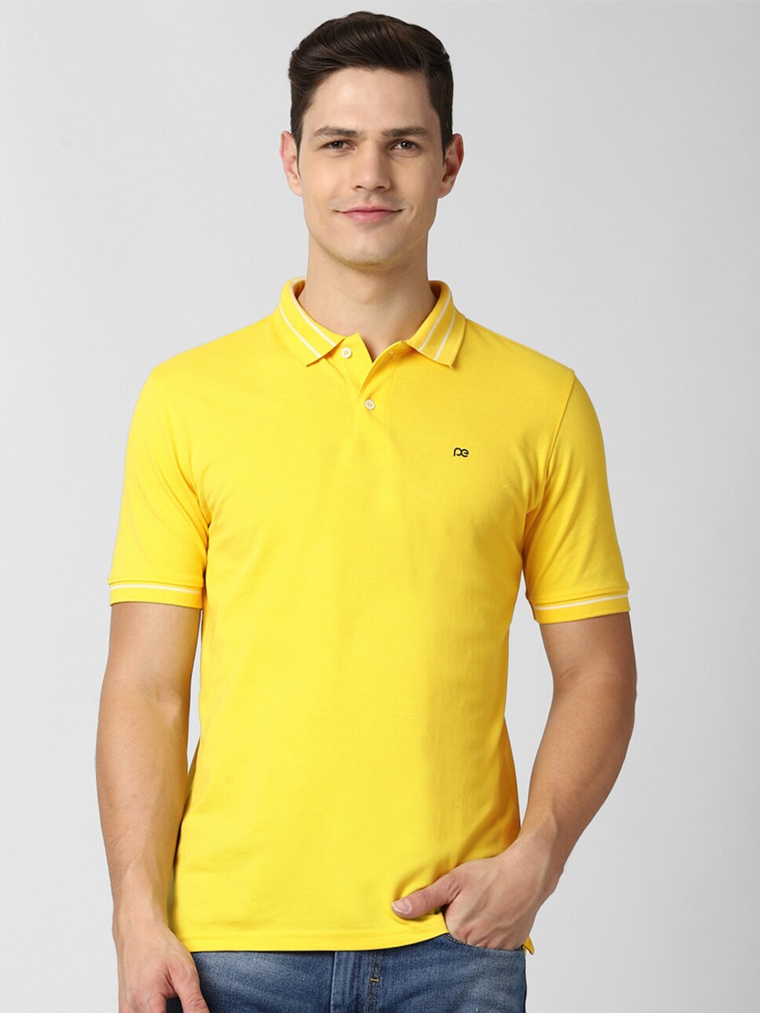 

Peter England Casuals Men Yellow Polo Collar T-shirt