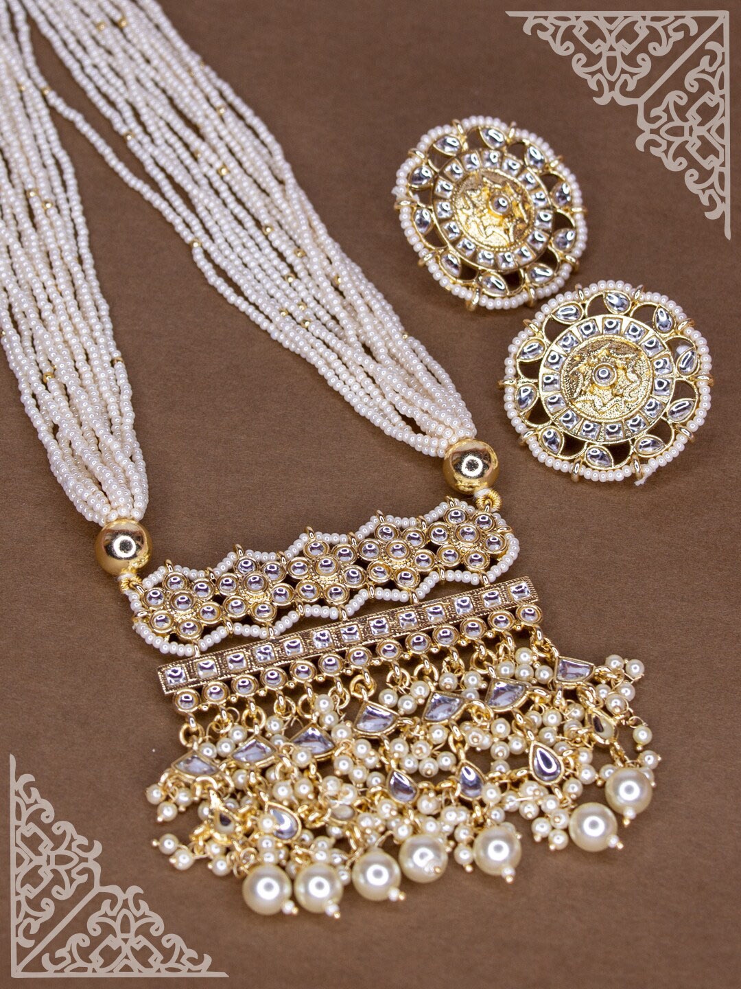

AccessHer Gold-Plated & White Kundan Studded Jewellery set