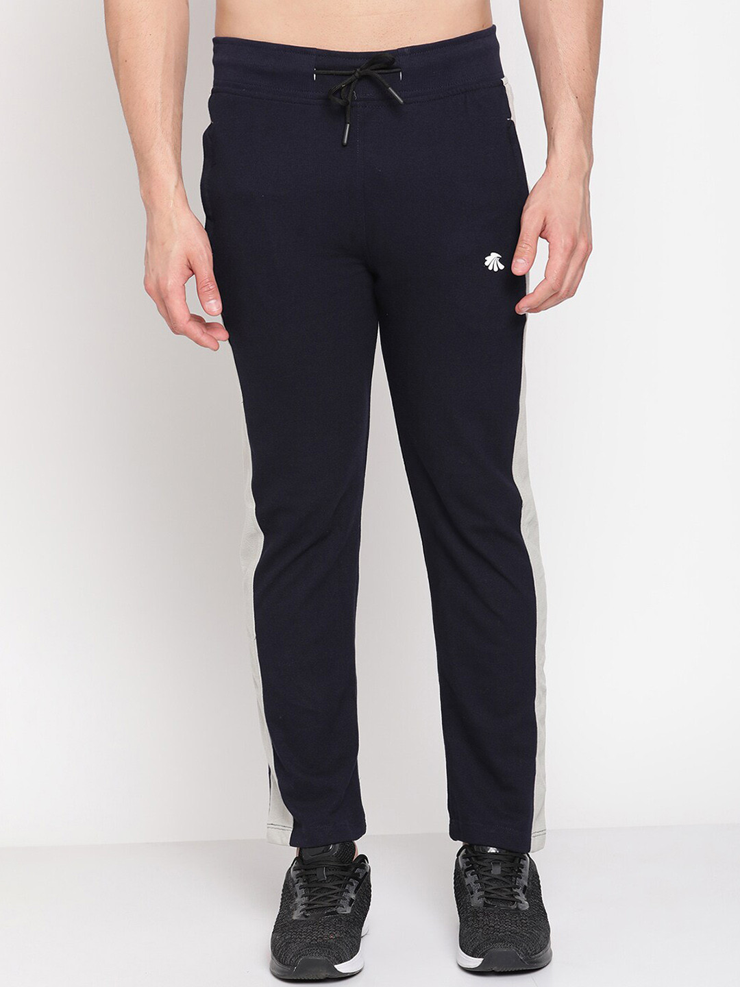 

Gallus Men Navy Blue & White Colorblocked Cotton Track Pant