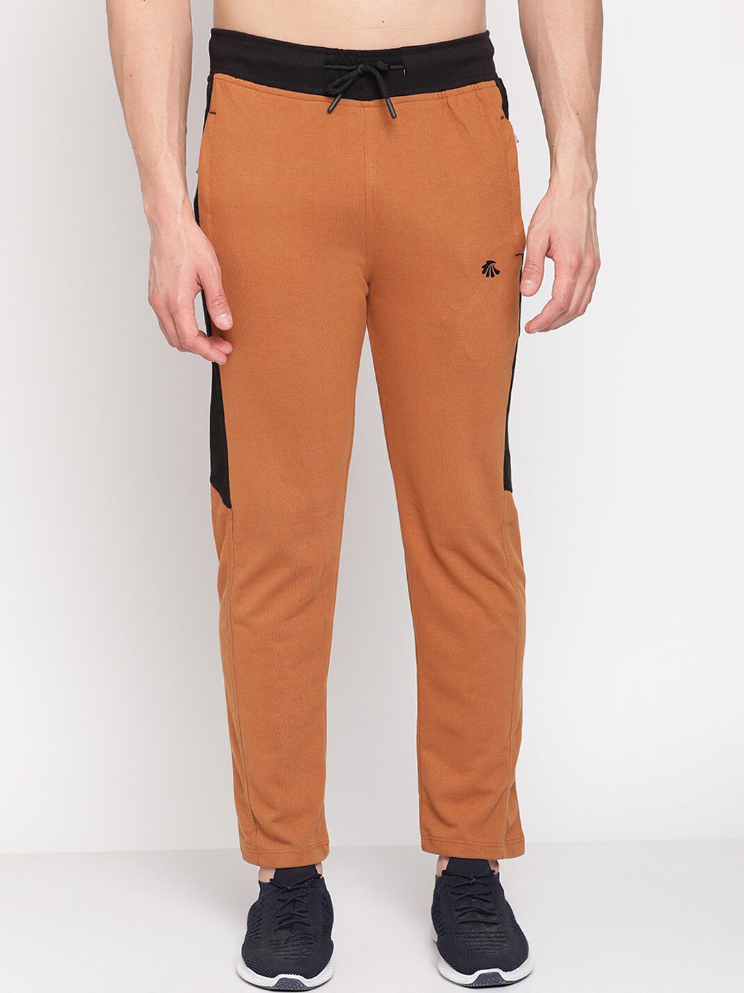 

Gallus Men Rust Brown & Black Colorblocked Cotton Track Pant