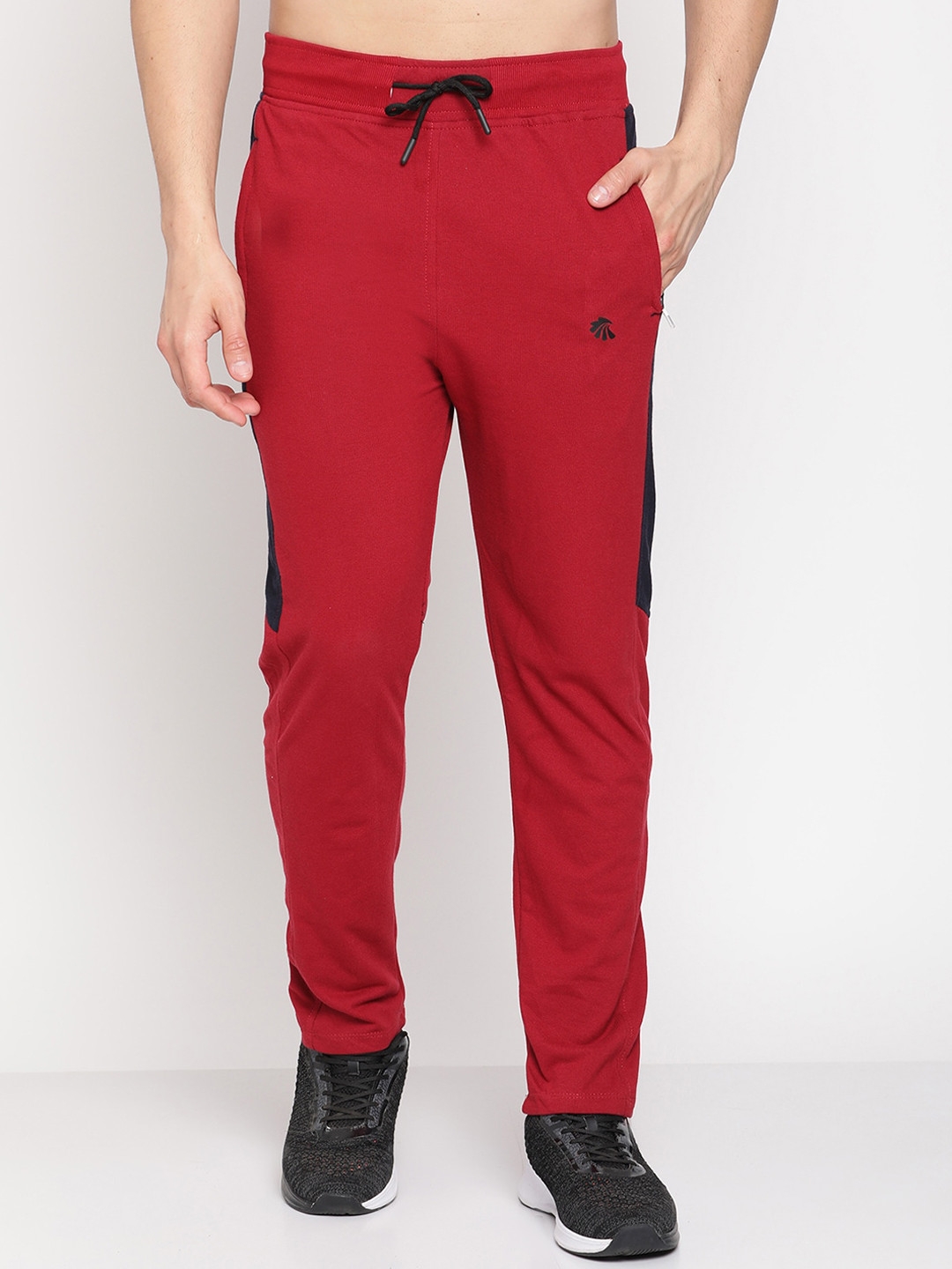 

Gallus Men Red & Black Colourblocked Cotton Track Pants