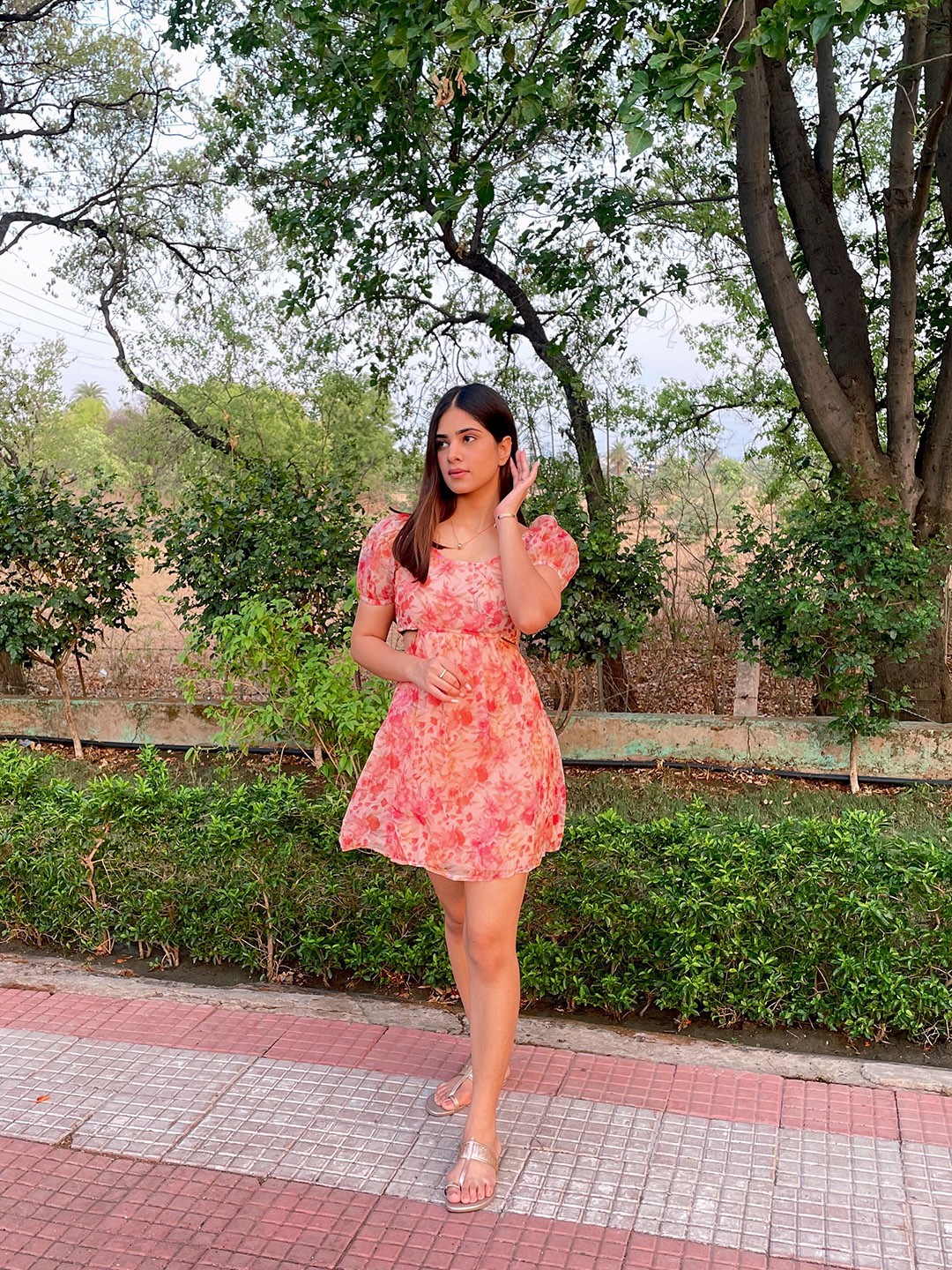 

STREET 9 Orange Floral Printed Dress