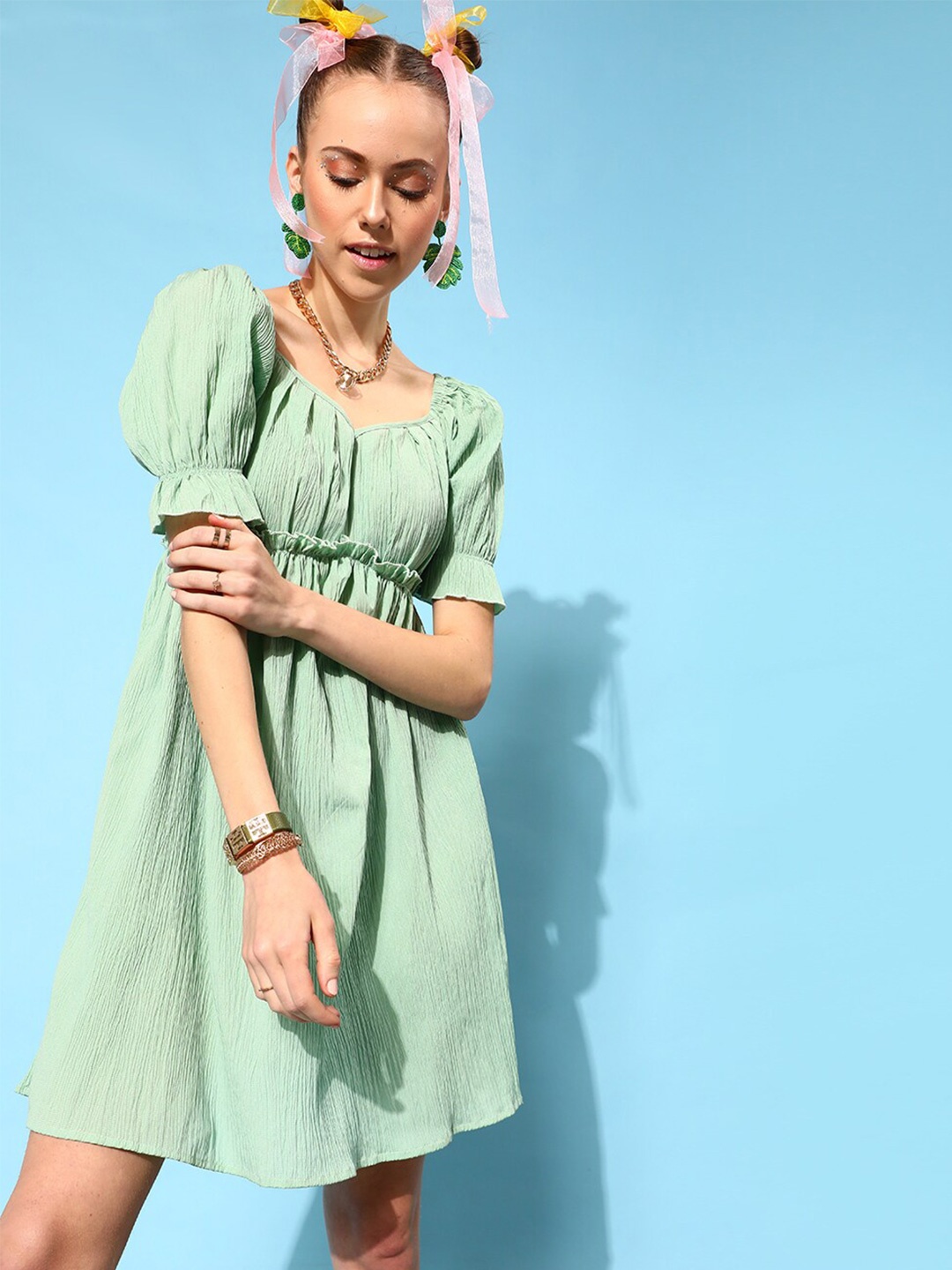 

STREET 9 Green Crepe Dress