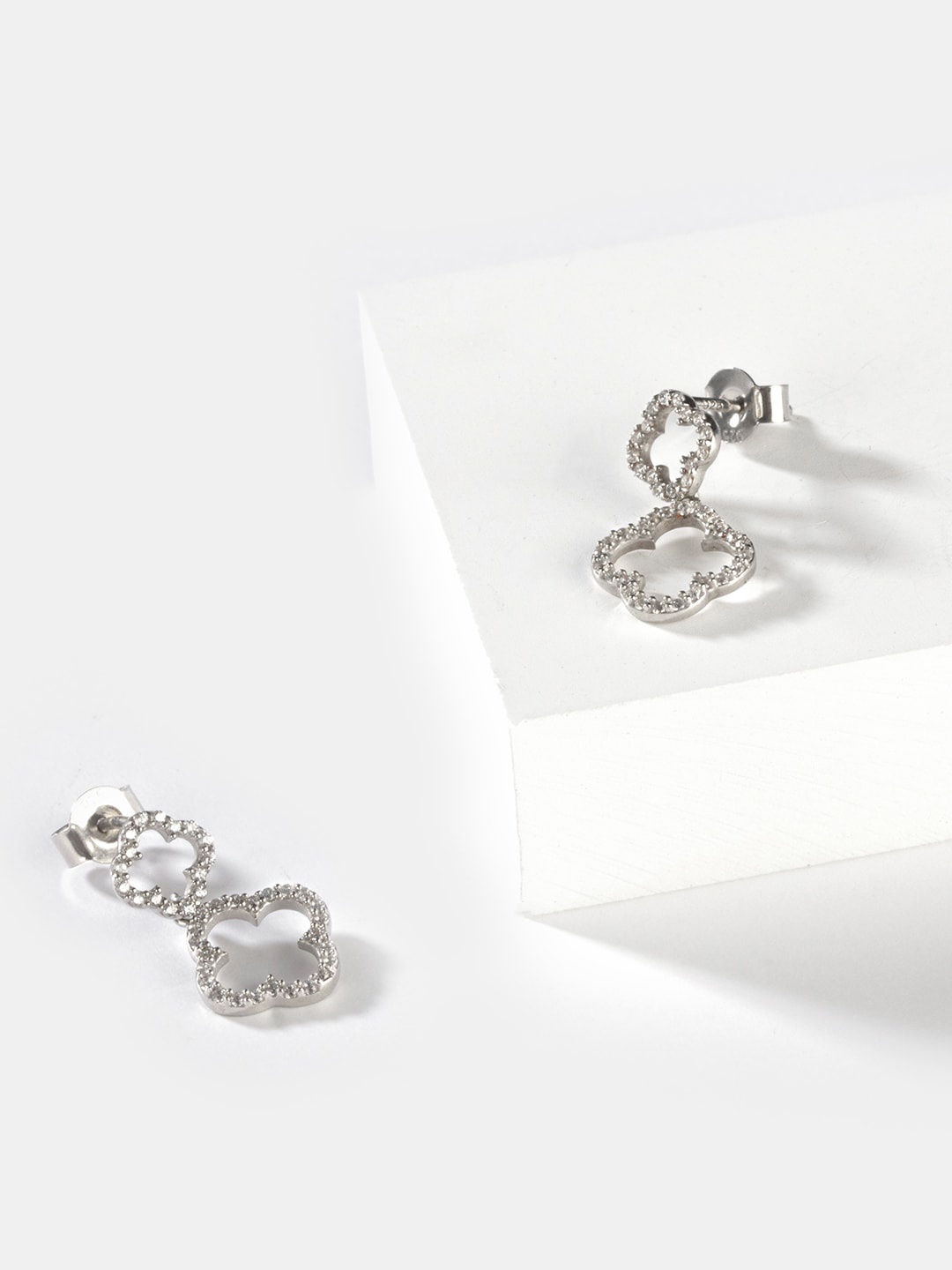 

SHAYA Silver-Toned Contemporary Studs Earrings