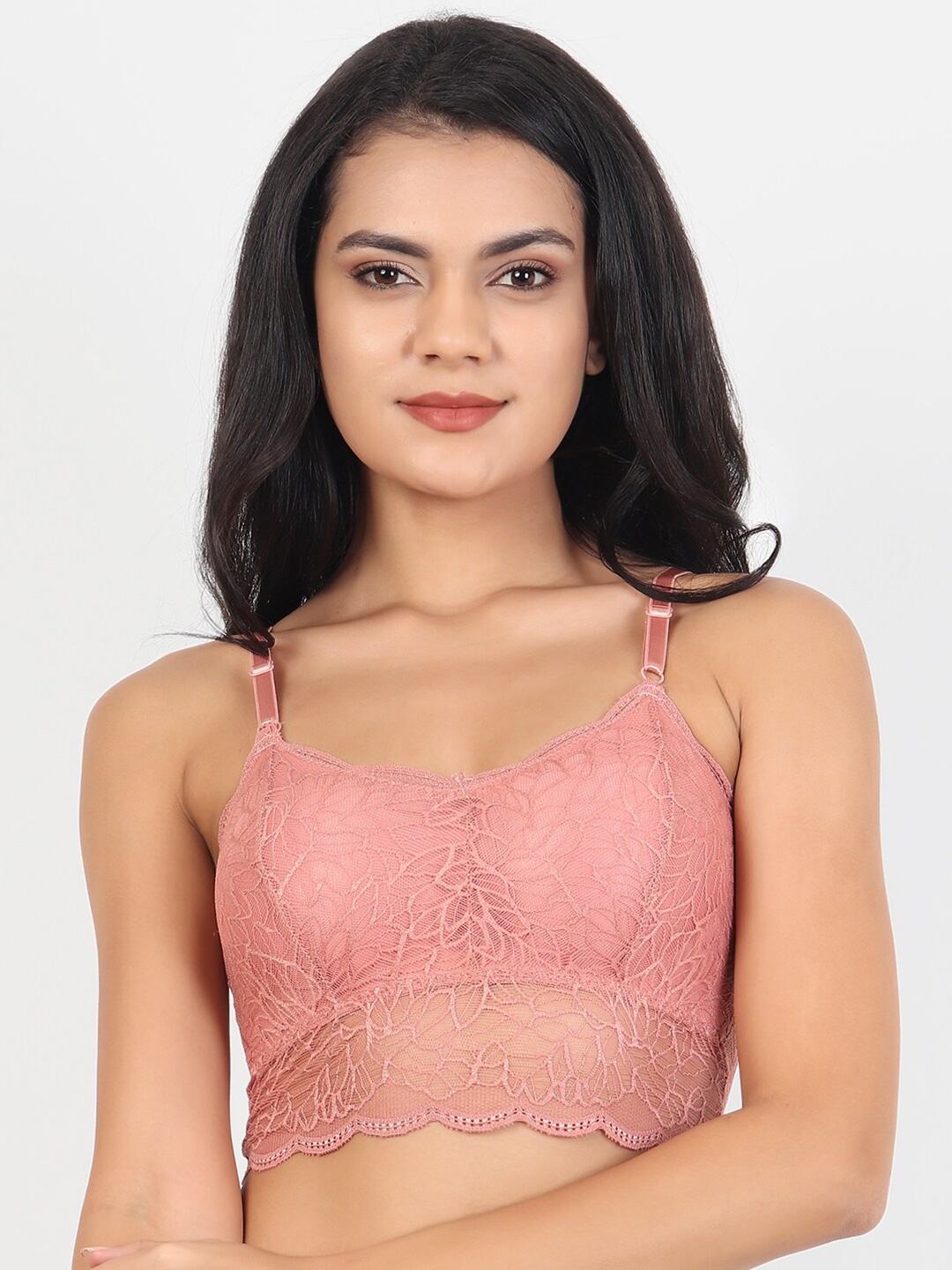 

Lebami Pink Floral Bralette Lace Bra