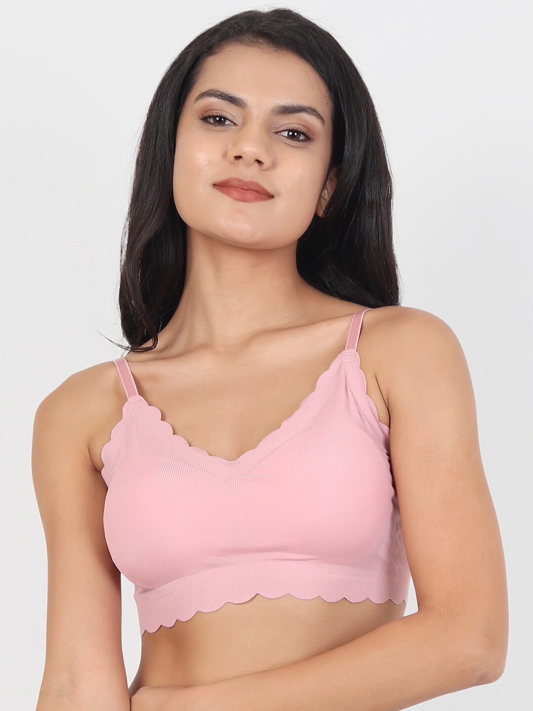 

Lebami Pink Bralette Solid Seamless Bra