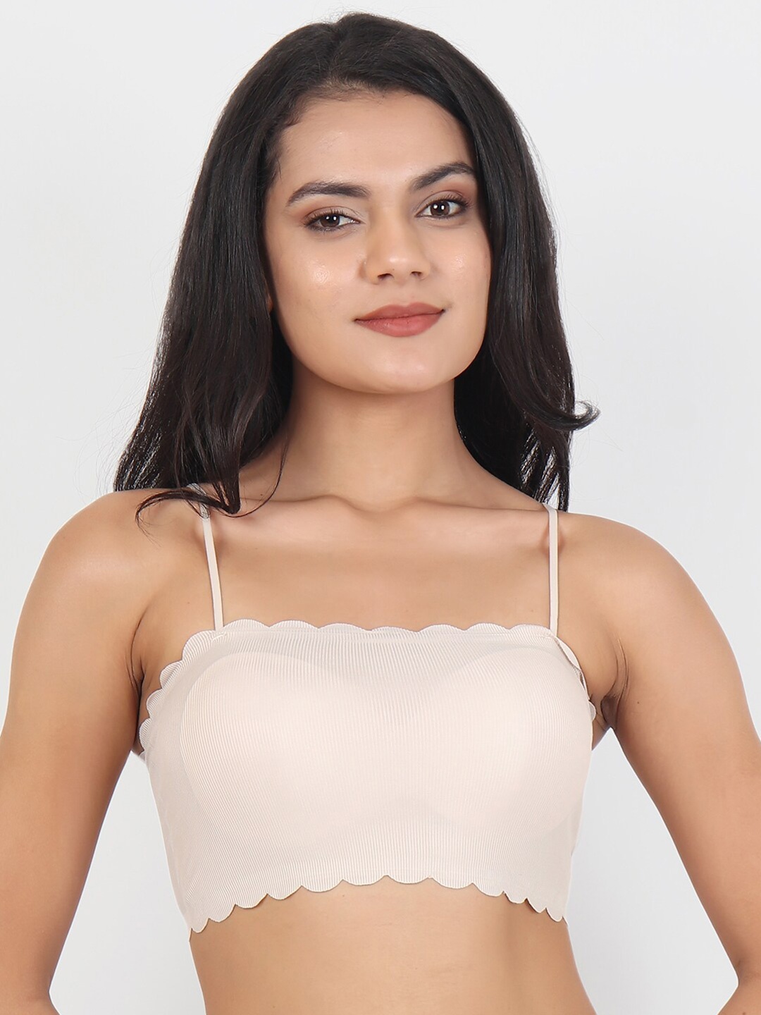 

Lebami Beige Seamless Non-Wired Bandeau Bra With Rapid Dry Technology