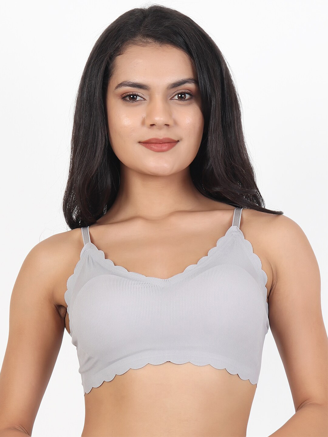 

Lebami Grey Seamless Non-Wired Cotton Bralette Bra With Rapid Dry Technology