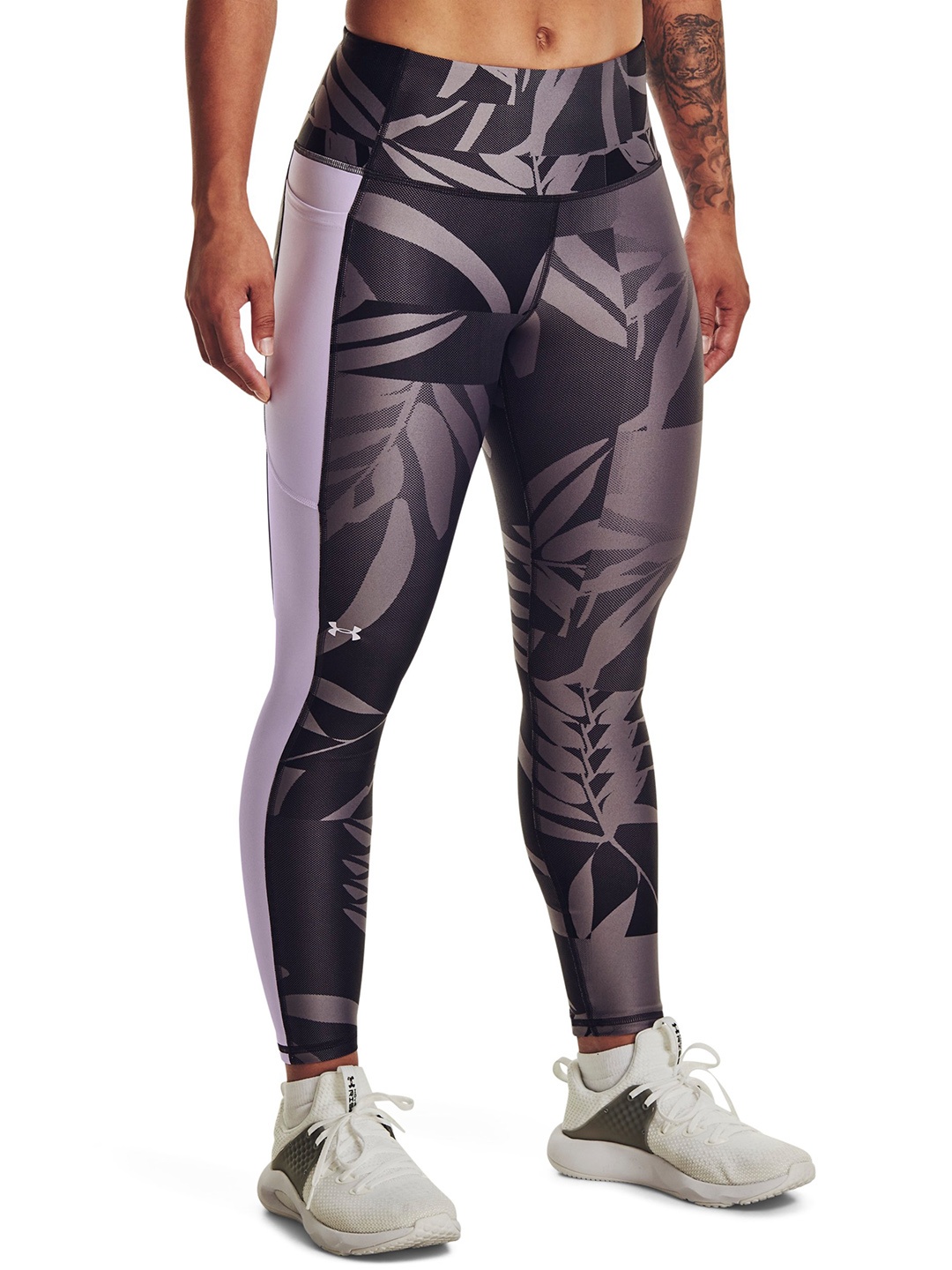 

UNDER ARMOUR Women Purple Ankle Leg High-Rise No-Slip Waistband Full-Length Tights