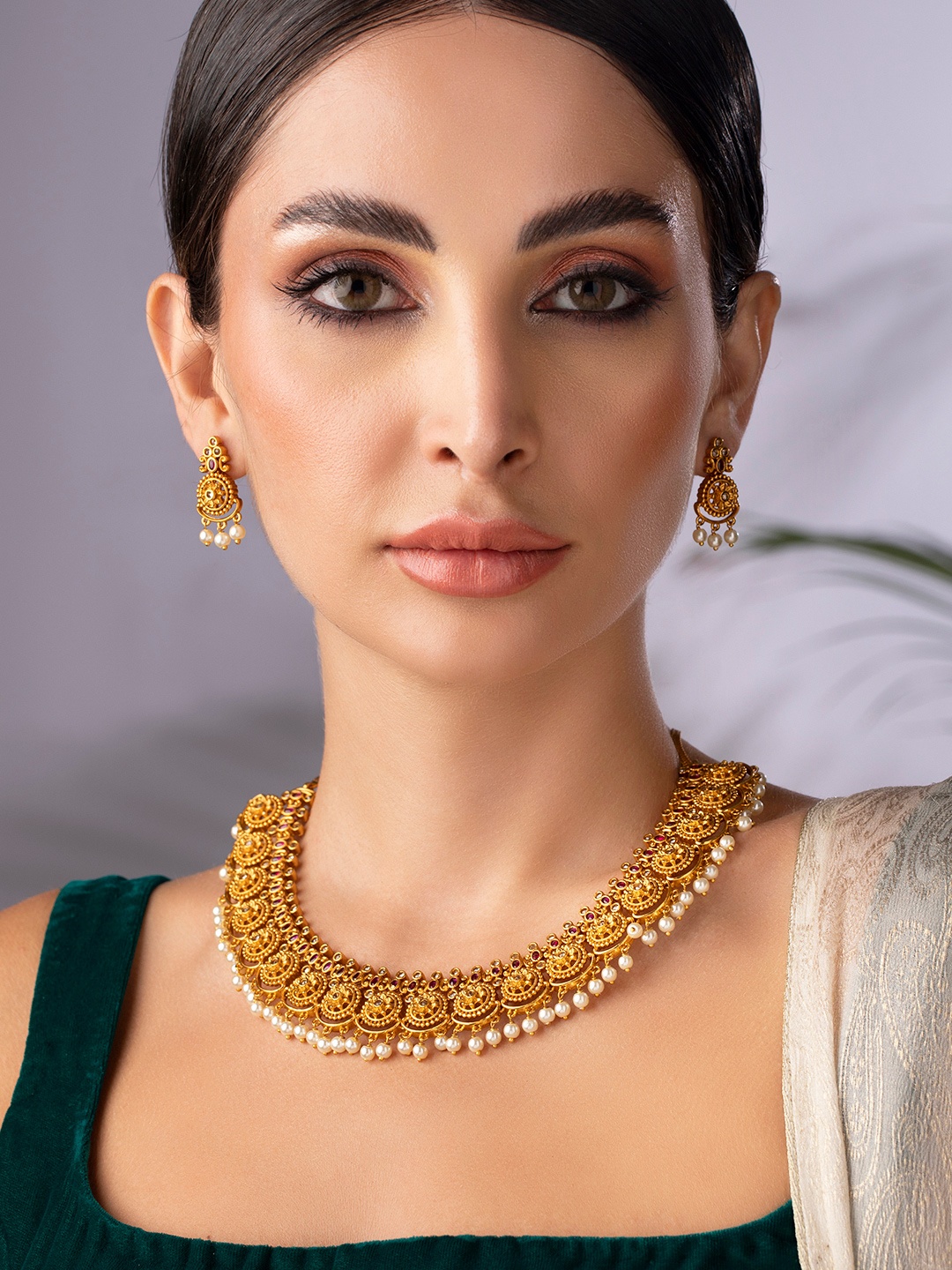 

Rubans Gold-Plated AD Stone-Studded Jewellery Set