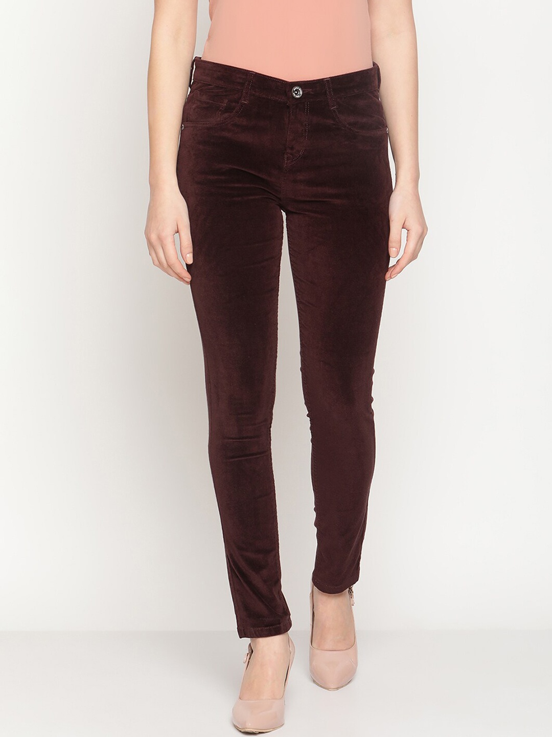 

METTLE Women Maroon Stretchable Jeans