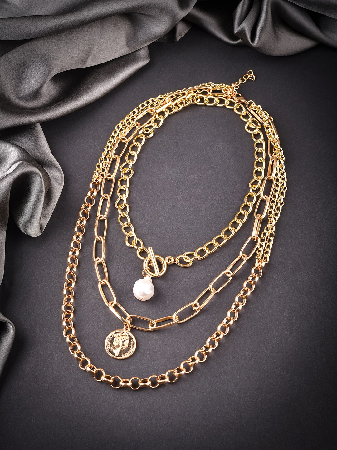 

Yellow Chimes Set Of 2 Gold-Plated Brass Layered Necklace