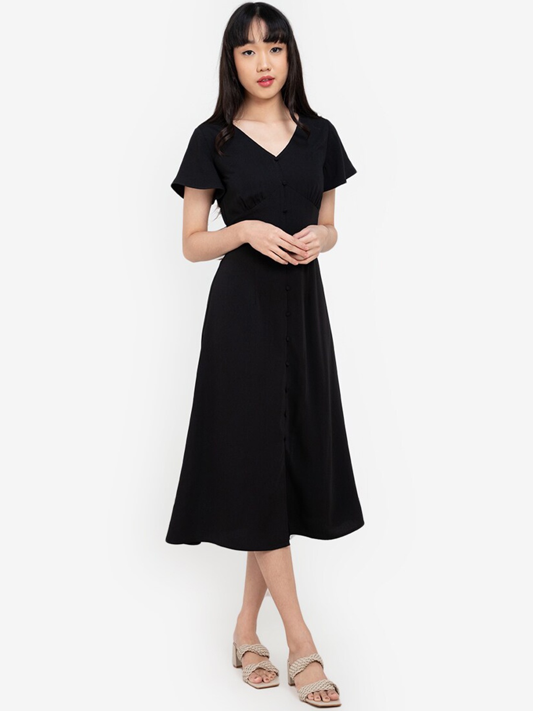 

ZALORA BASICS Black A-Line Midi Dress