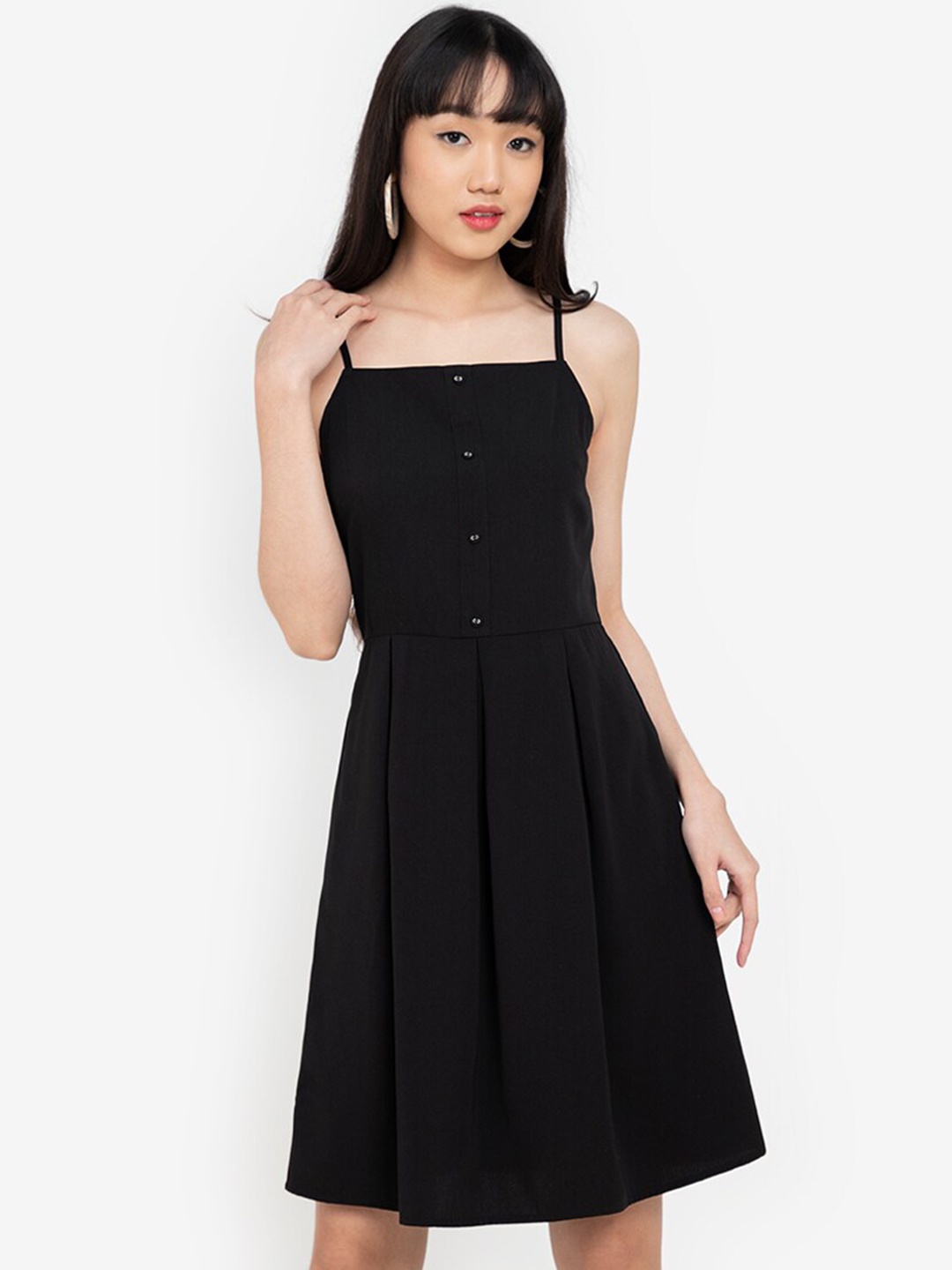 

ZALORA BASICS Women Black Solid Fit & Flare Dress