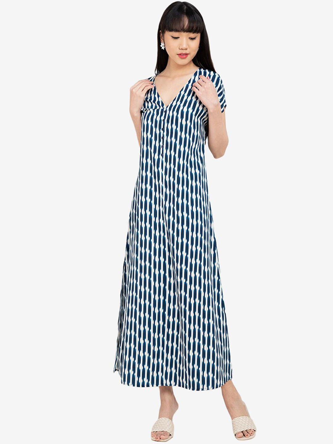 

ZALORA BASICS Women Multicoloured Striped A-Line Maxi Dress, Multi