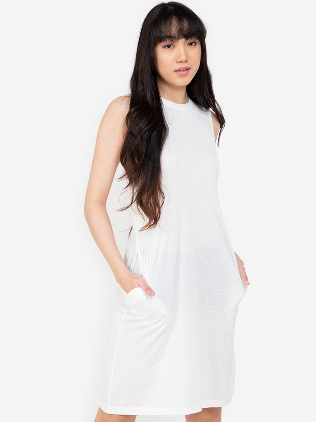 

ZALORA BASICS Women White Solid Basic Tank Dress