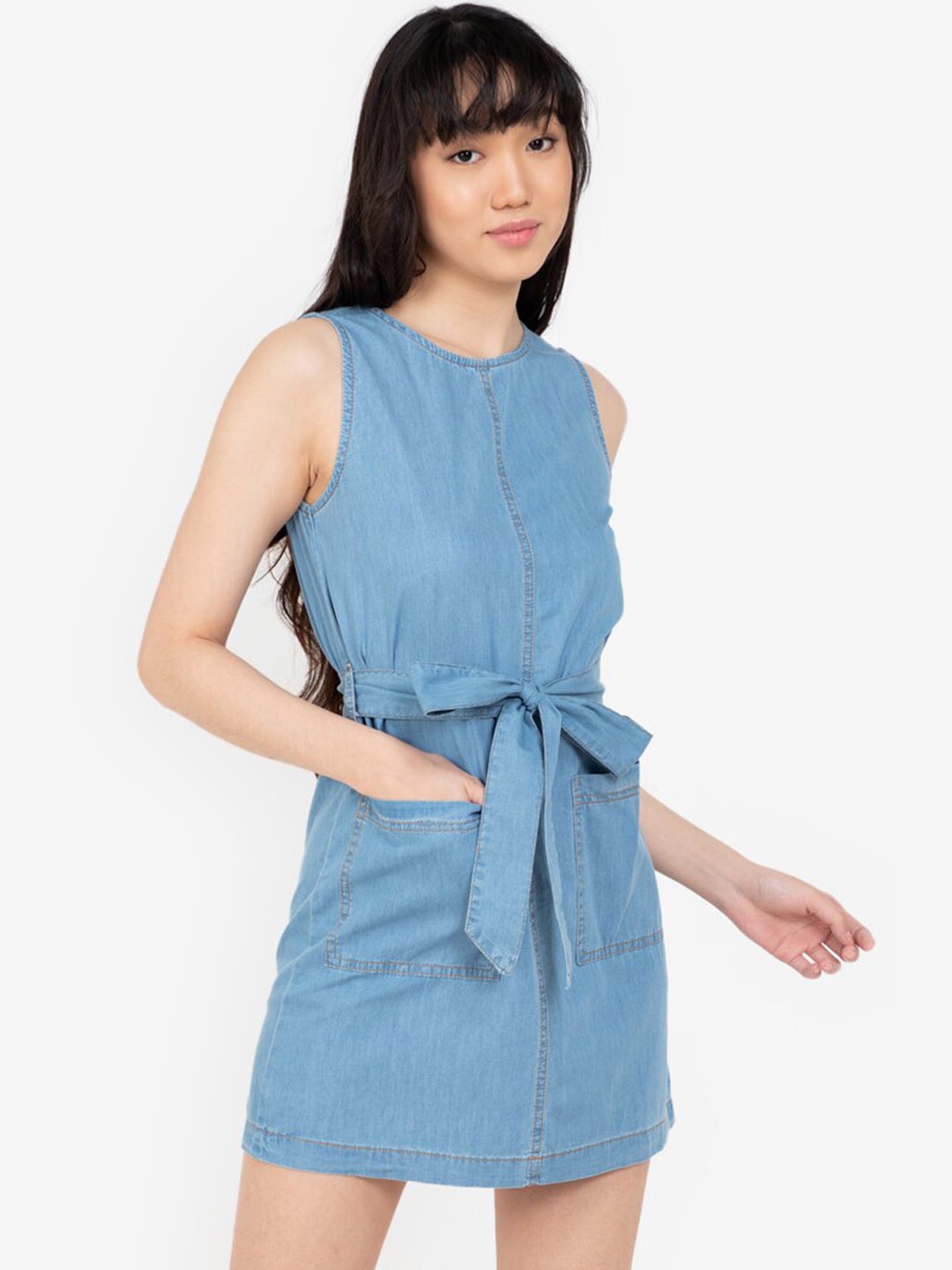 

ZALORA BASICS Women Blue A-Line Dress