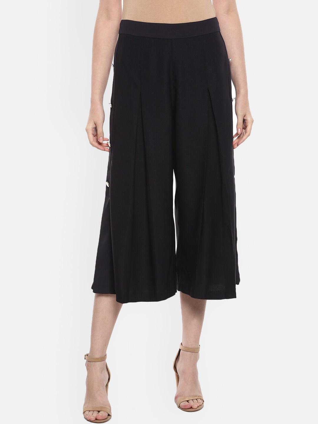 

Ted Baker Women Navy Blue Flared Culottes Trousers