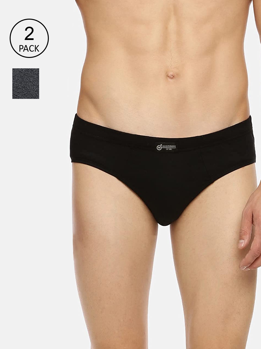 

Macroman M-Series Men Pack Of 2 Assorted Low-Rise Basic Briefs