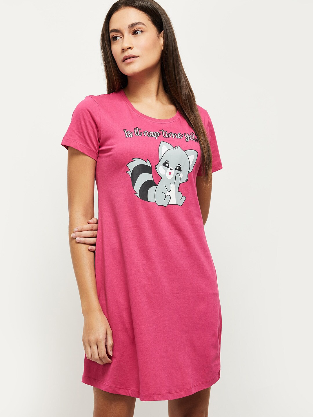 

max Red Printed Pure Cotton Nightdress