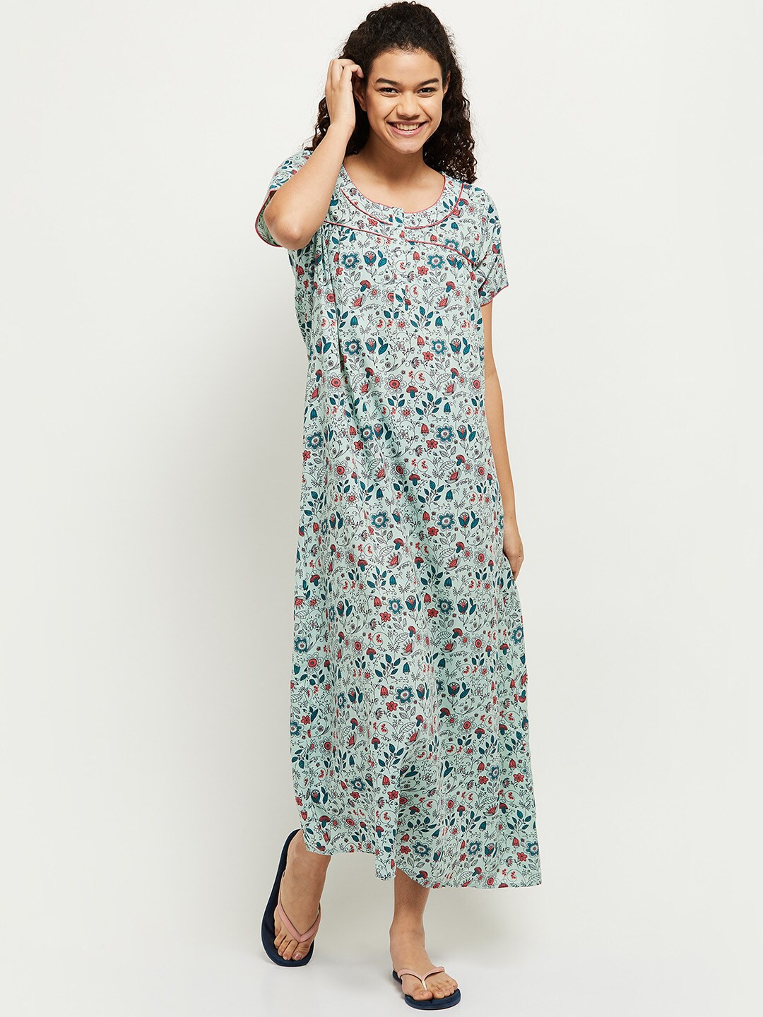 

max Blue Printed Maxi Nightdress
