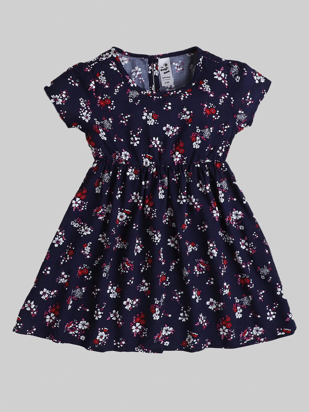 

The Magic Wand Girls Navy Blue Floral Printed A-Line Dress