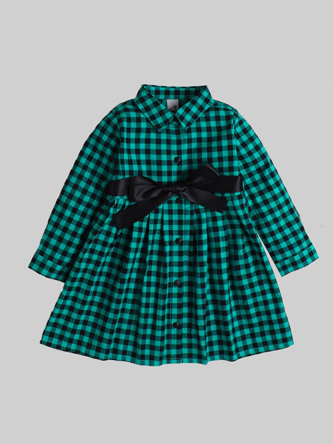 

The Magic Wand Girls Green Checked A-Line Dress