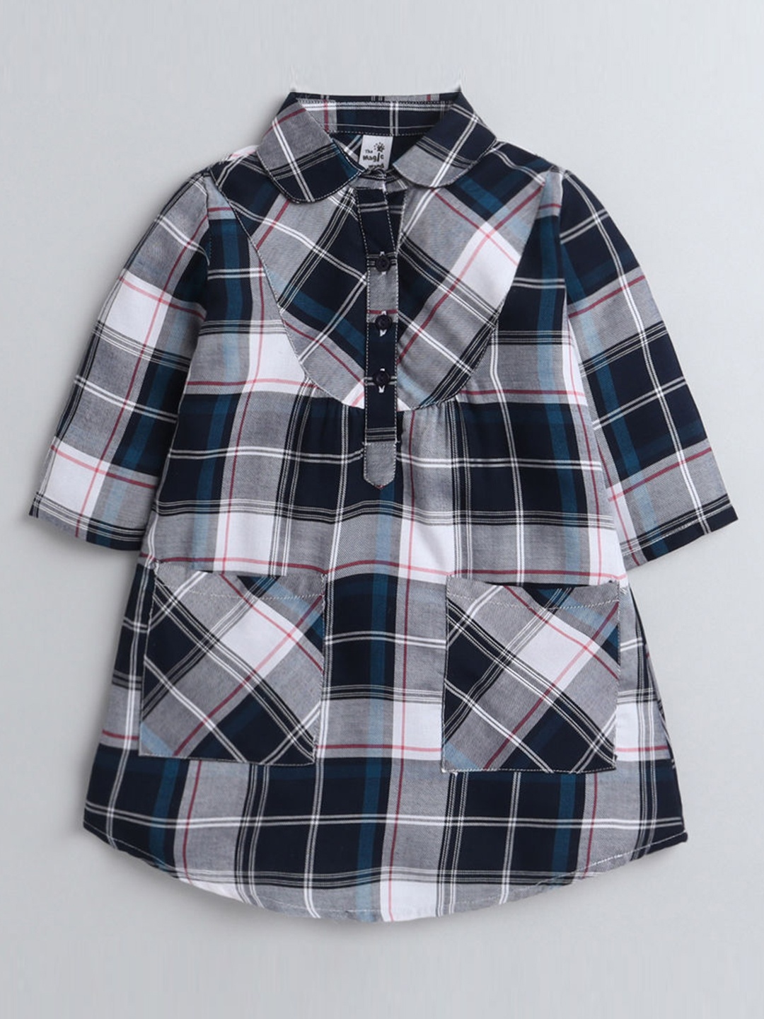 

The Magic Wand Grey & Black Checked Shirt Dress