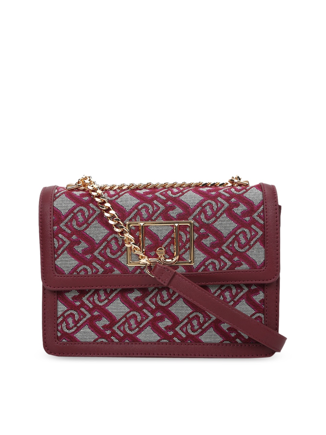 

LIU JO Coffee Brown Textured Leather Structured Sling Bag