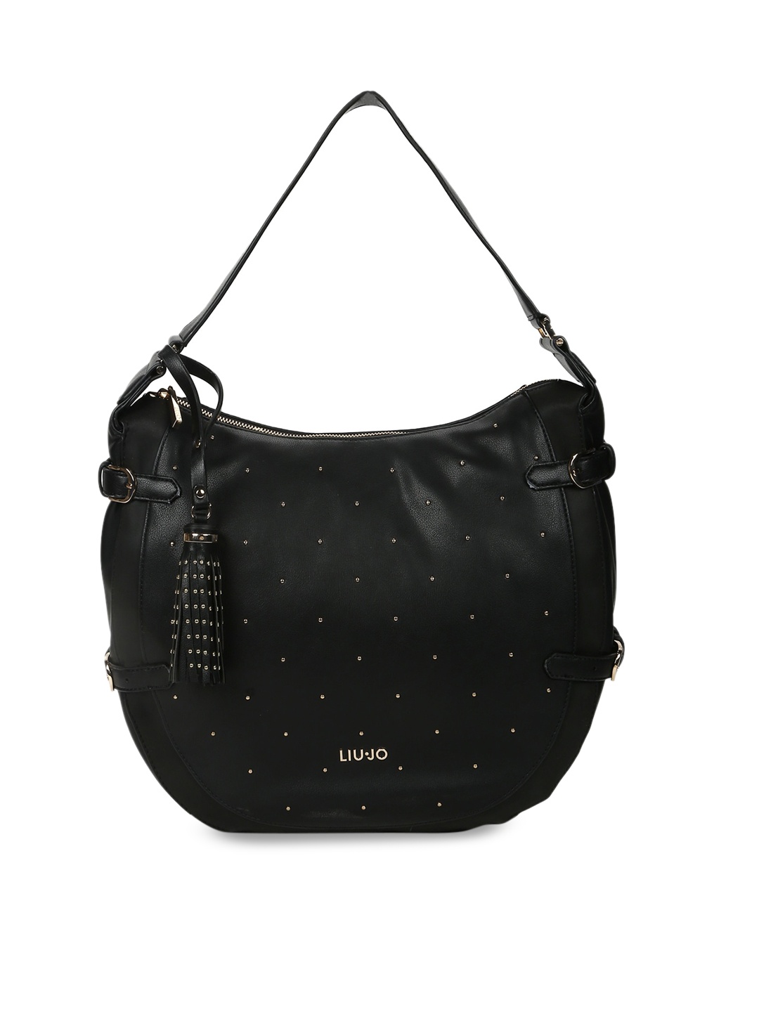 

LIU JO Black Embellished Leather Shopper Hobo Bag
