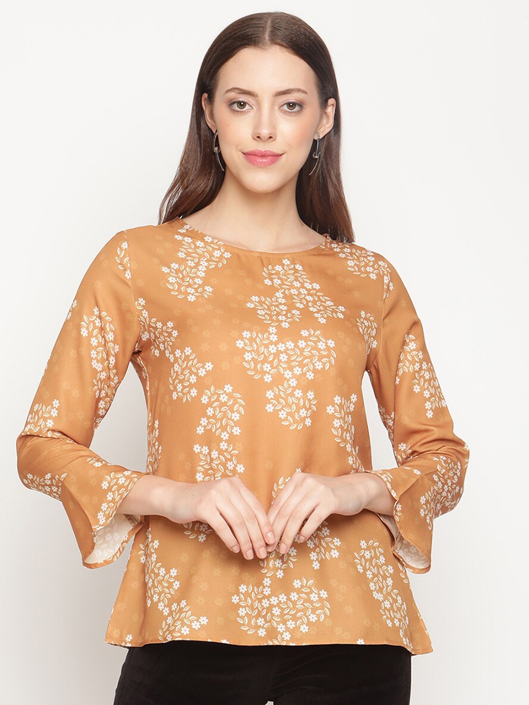 

METTLE Mustard Yellow & White Floral Print Top