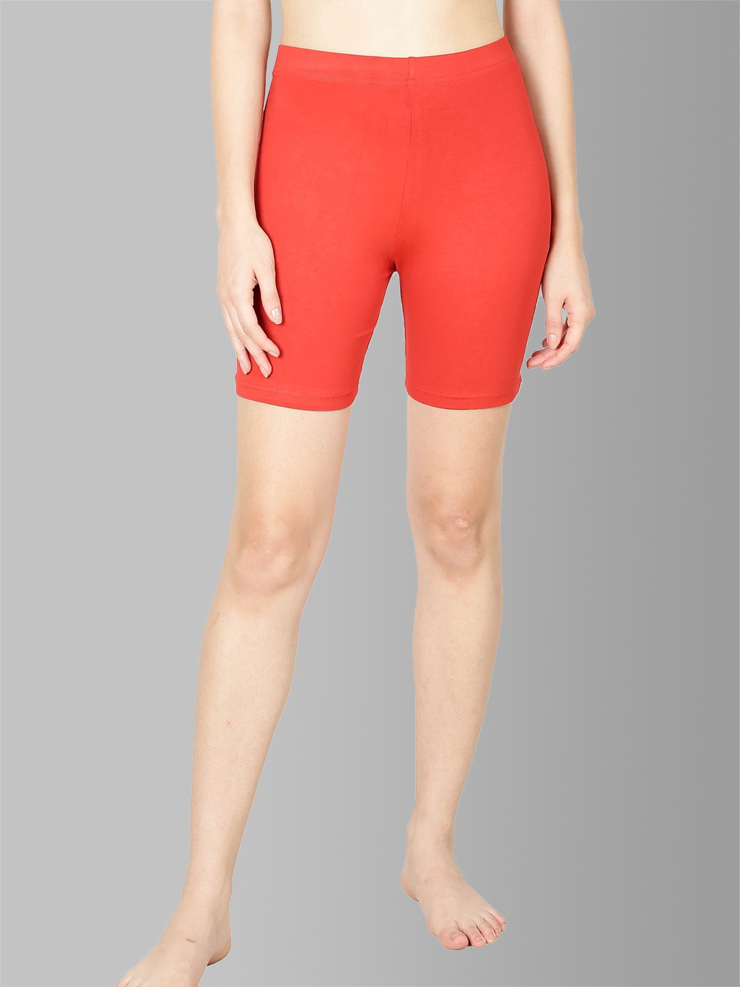 

Feather Soft Elite Women Red Skinny Fit High-Rise Cycling Sports Shorts