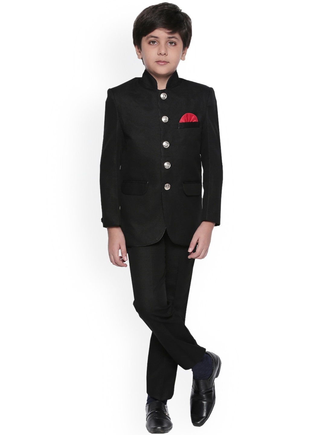 

Jeetethnics Boys Black Solid Jodhpuri Coat with Trousers