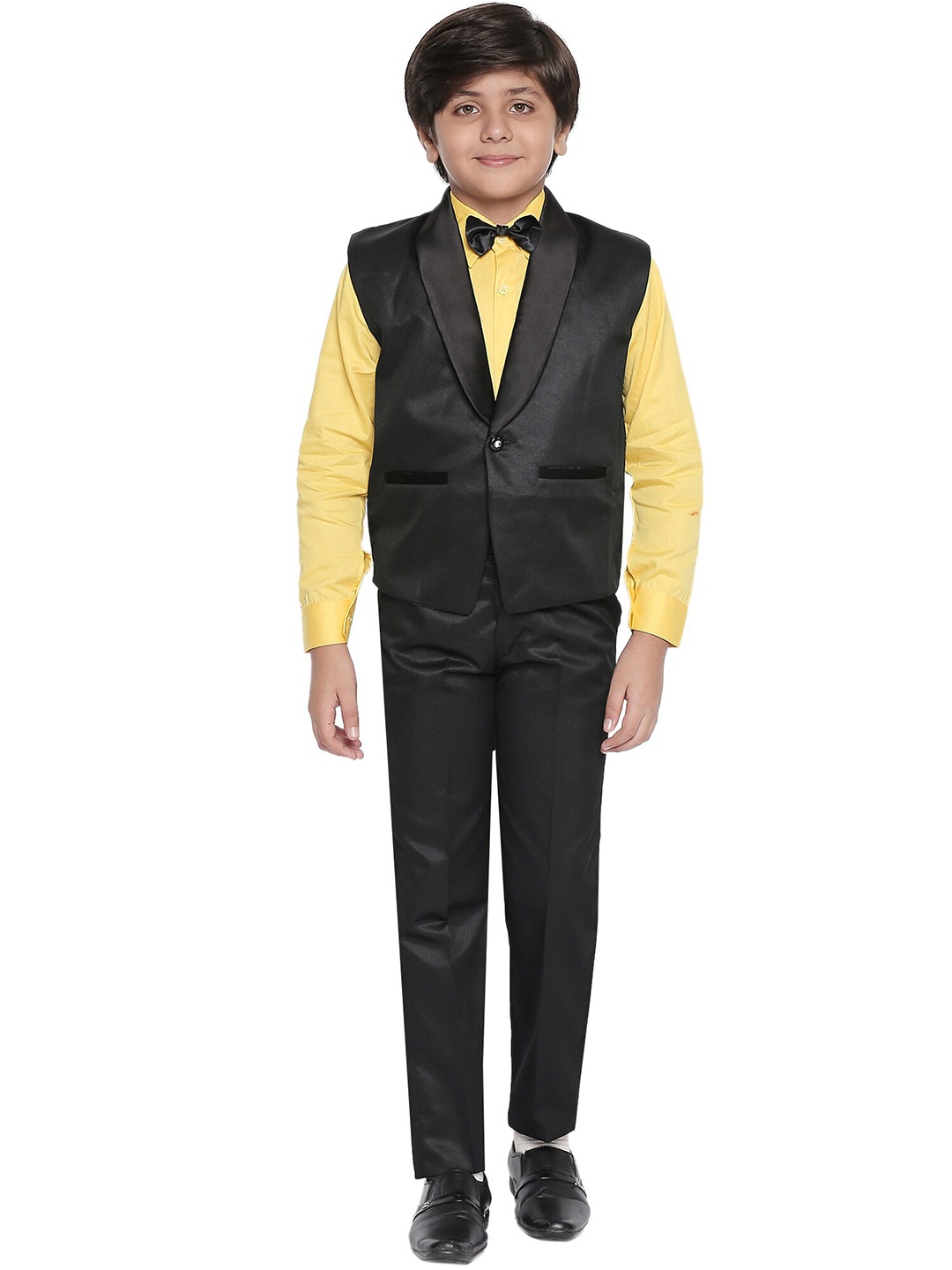 

Jeetethnics Boys Black & Yellow Shirt with Trousers & With Waistcoat
