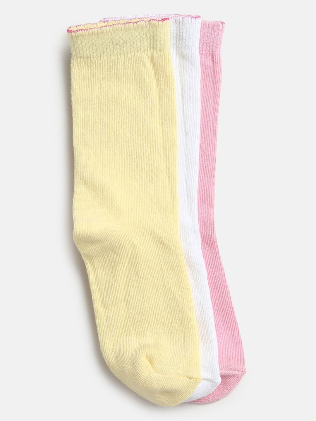 

MINI KLUB Pack of 3 Girls Solid Calf Length Socks, Yellow