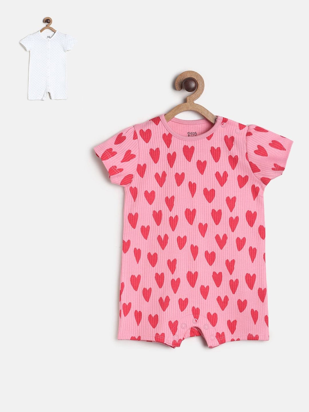 

MINI KLUB Girls Pack Of 2 Printed Pure Cotton Rompers, White