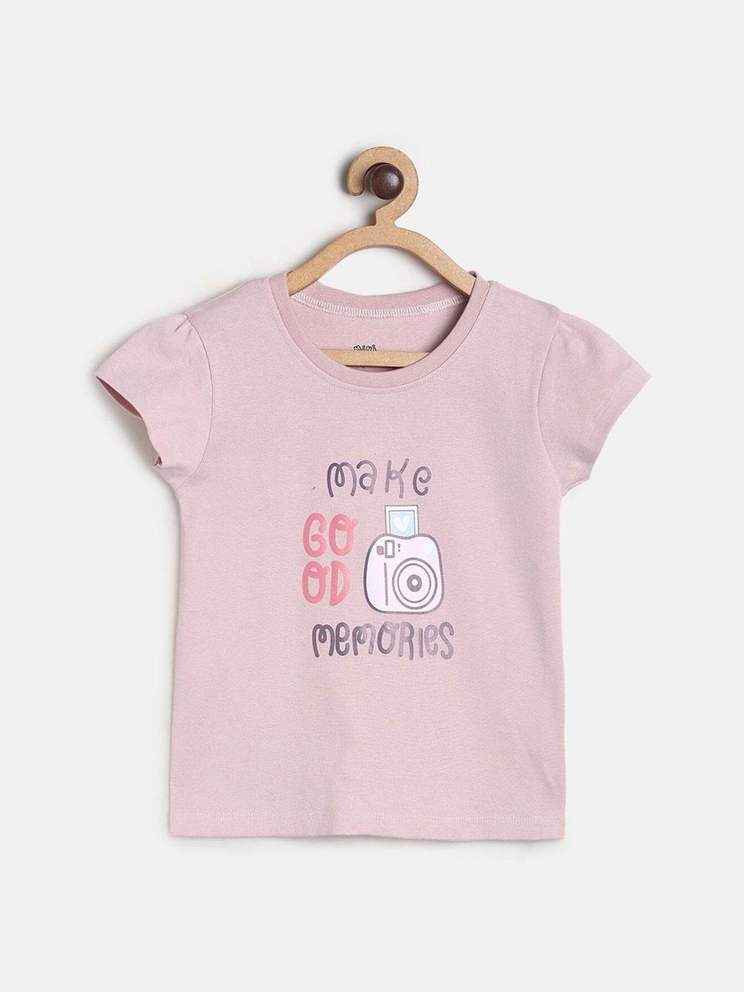 

MINI KLUB Girls Peach-Coloured Print Top