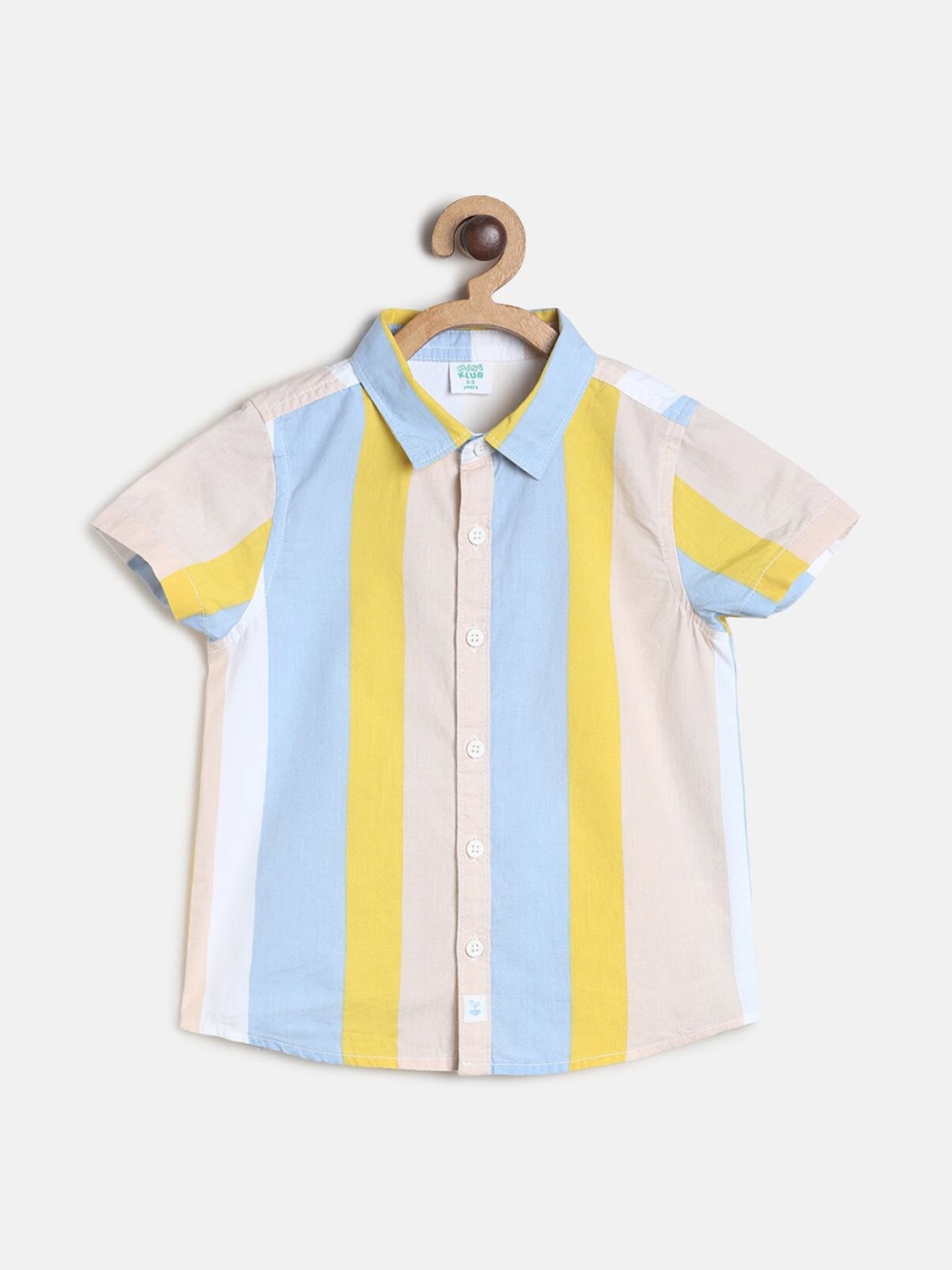 

MINI KLUB Boys Multicoloured Standard Striped Pure Cotton Casual Shirt, Multi