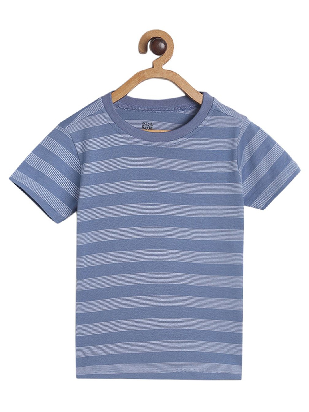 

MINI KLUB Boys White & Peach-Coloured Striped Pure Cotton T-shirt