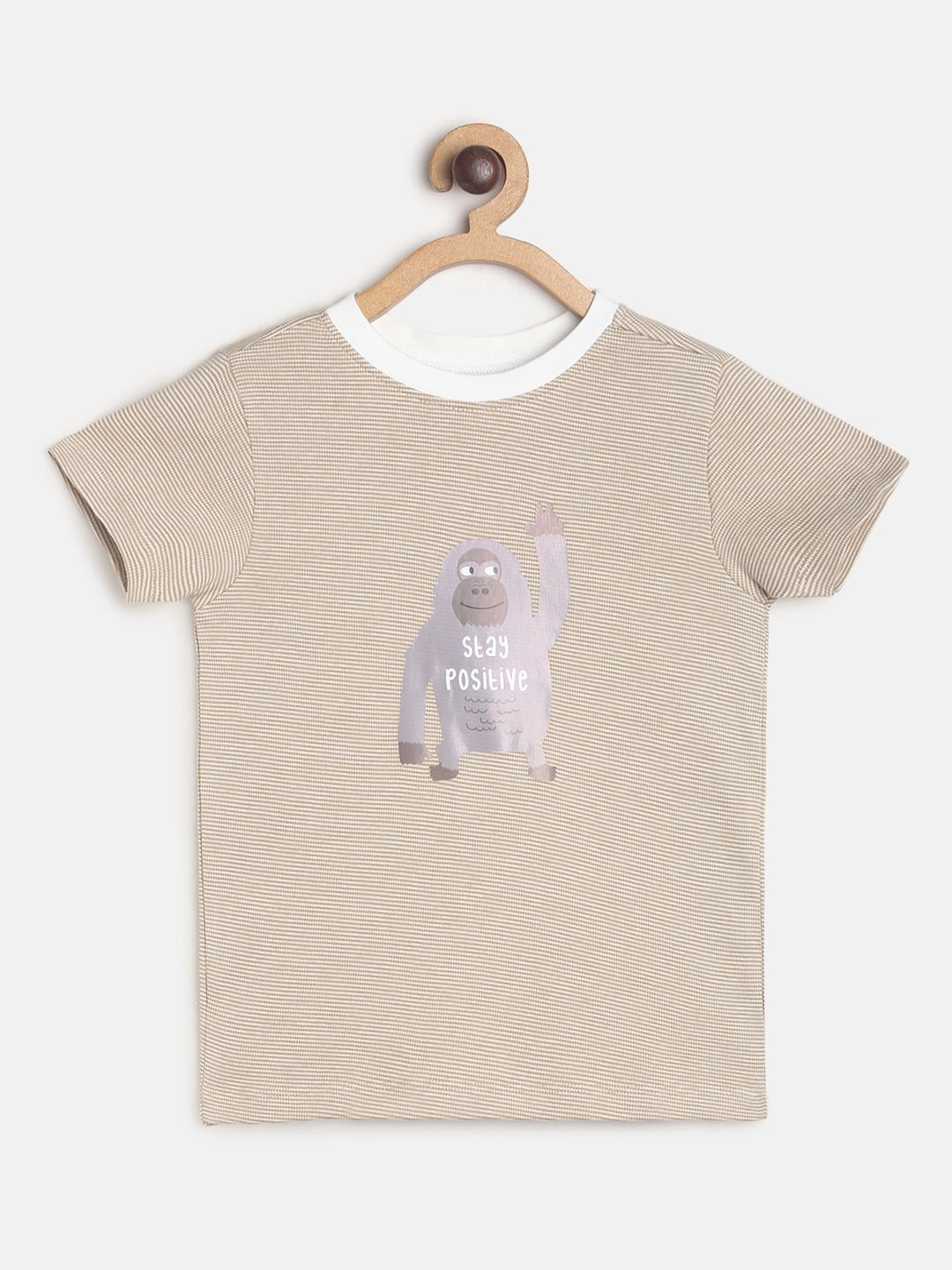 MINI KLUB Boys Brown Graphic Printed T-shirt