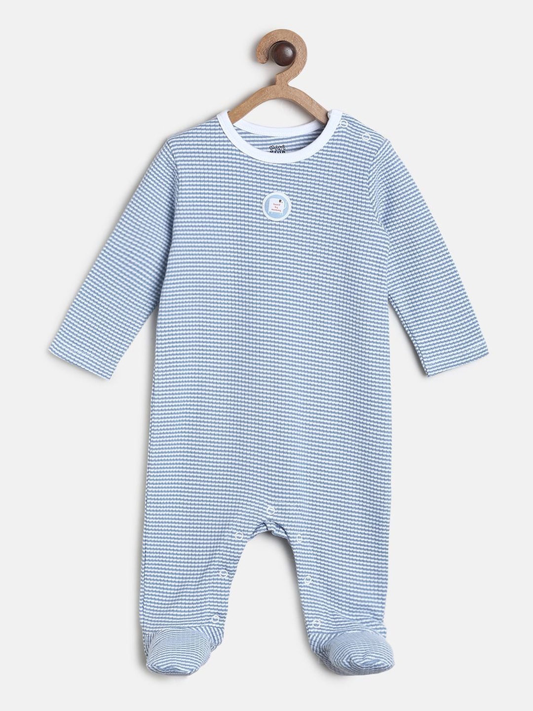 

MINI KLUB Infant Boys Blue & White Pure Cotton Printed Sleepsuit