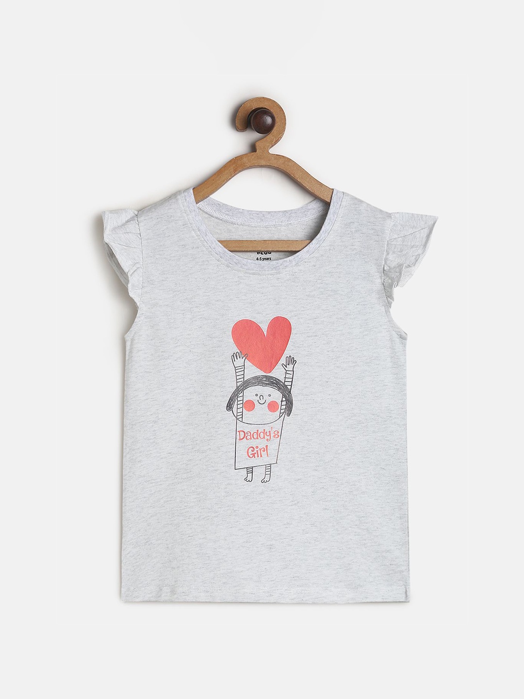 

MINI KLUB Girls Grey Printed Pure Cotton Top