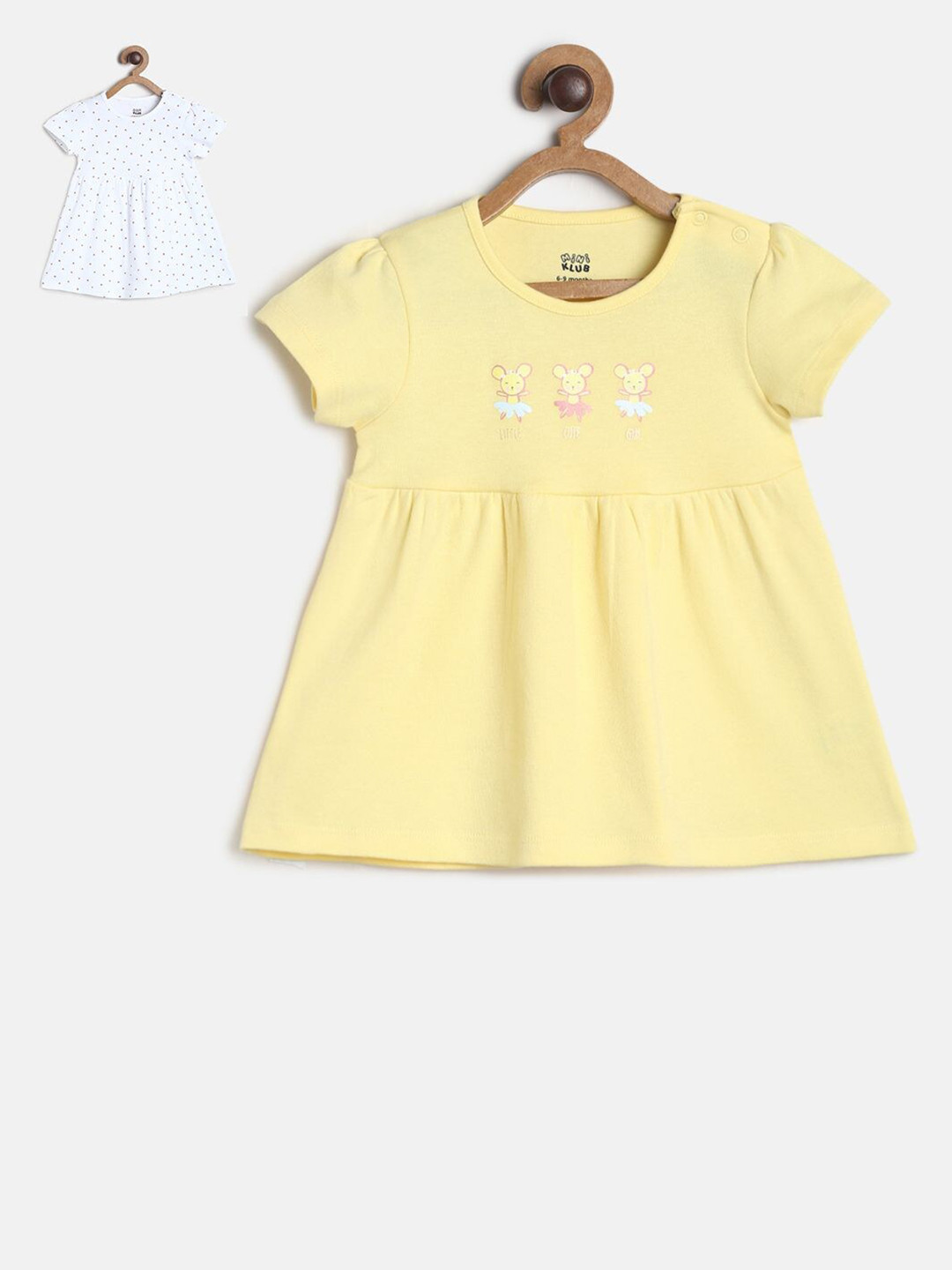 

MINI KLUB Girls Pack Of 2 Pure Cotton Dresses, Yellow