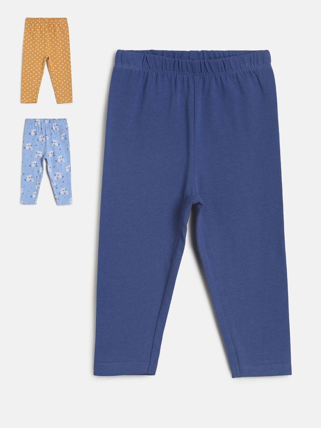 

MINI KLUB Girls Pack of 3 Ankle Length Leggings, Blue