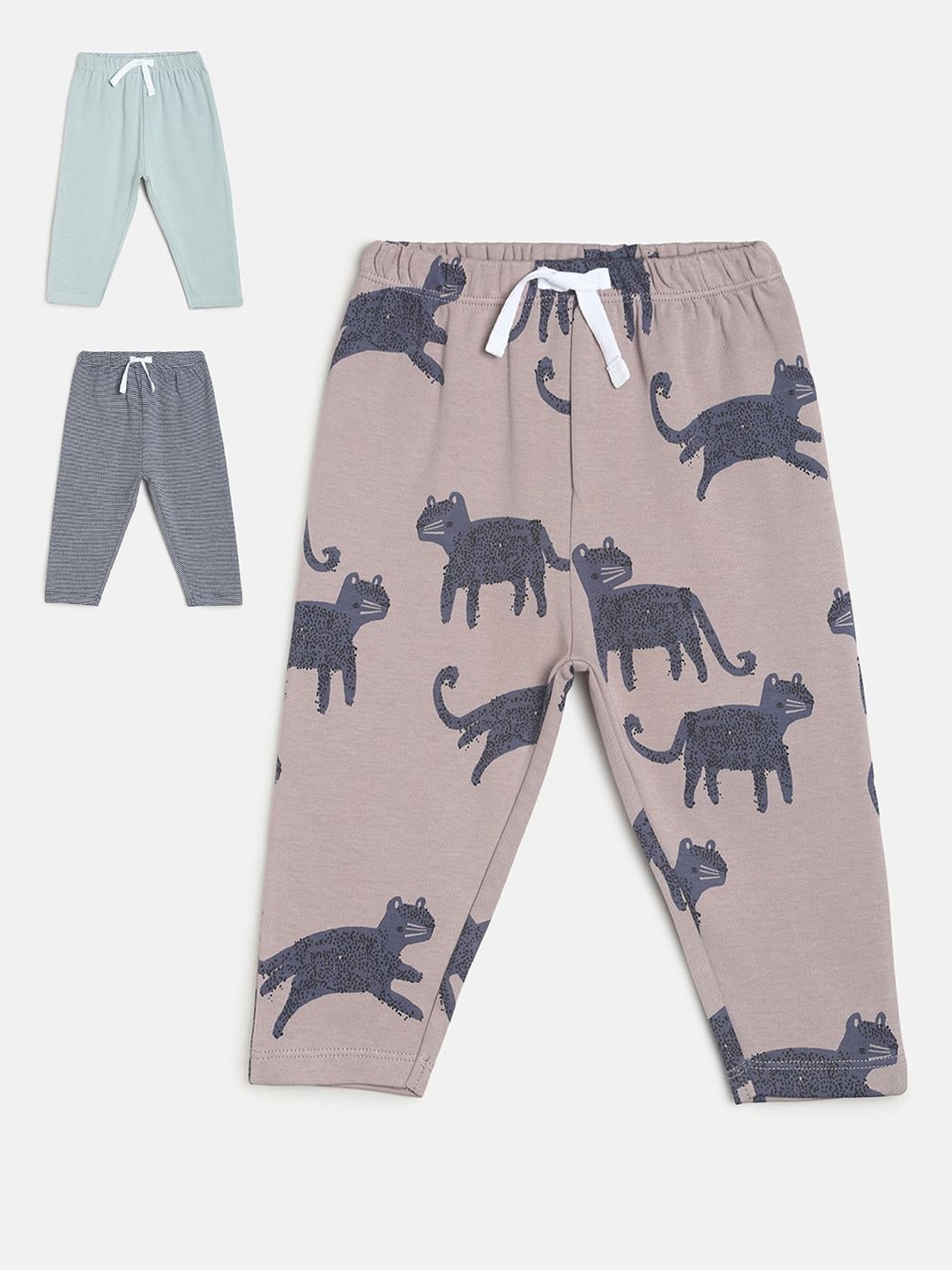 

MINI KLUB Boys Pack Of 3 Pure Cotton Track Pants, Pink